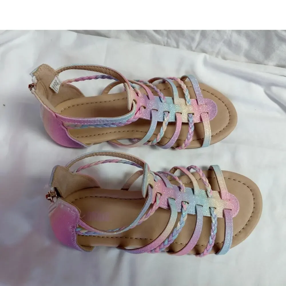 Youth  Fabkids Girls Gladiator Sandals Size 3 Pastel Glitter NWT
